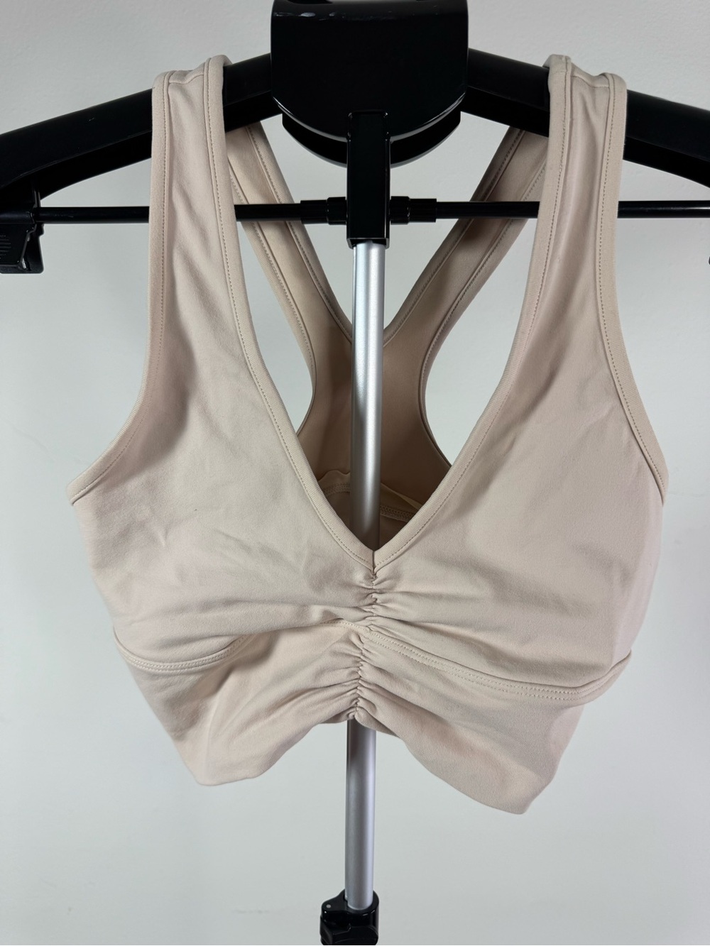 ALO Yoga Light Taupe Seamless Ruched Sports Bra